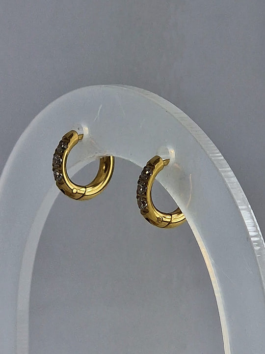 Gouden Creolen met Witte Zirkonia - 18K Verguld 6mm