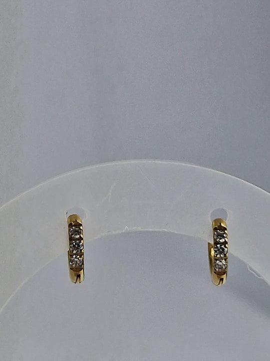 Gouden Creolen met Witte Zirkonia - 18K Verguld 6mm