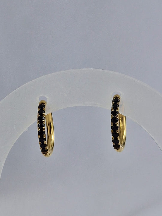 Gouden Creolen met Zwarte Zirkonia - 18K Verguld 6mm