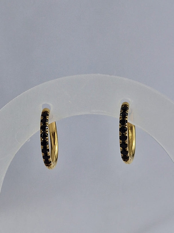 Gouden Creolen met Zwarte Zirkonia - 18K Verguld 6mm