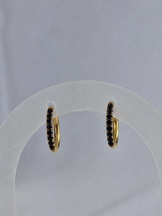 Gouden Creolen met Zwarte Zirkonia - 18K Verguld 6mm