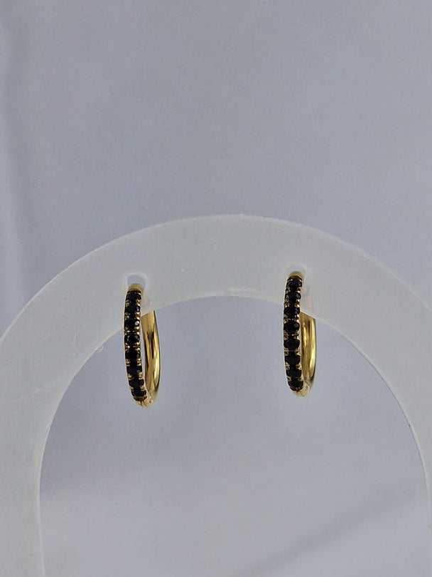 Gouden Creolen met Zwarte Zirkonia - 18K Verguld 6mm