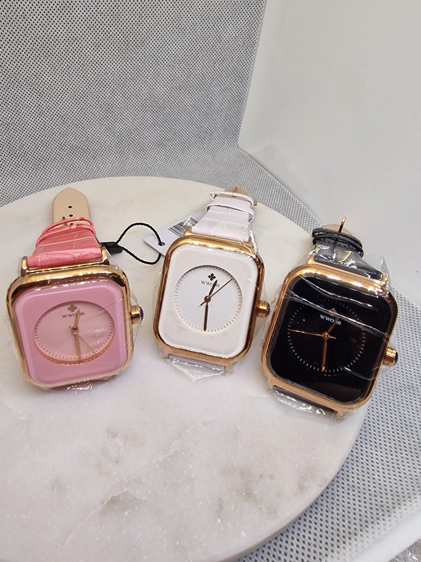 WWOOR Damenuhr, minimalistisches Lederarmband