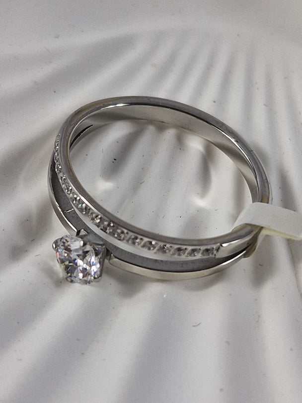 Dubbele Ring Set met Zirkonia - Roestvrij Staal 14K Verguld