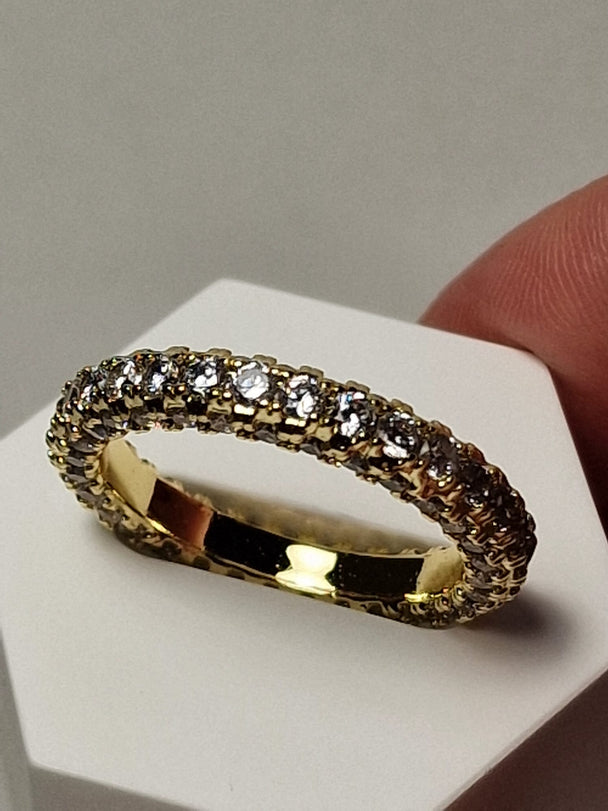 Diamant Band Ring met Zirkonia - 14K Verguld - Rhodium Plated