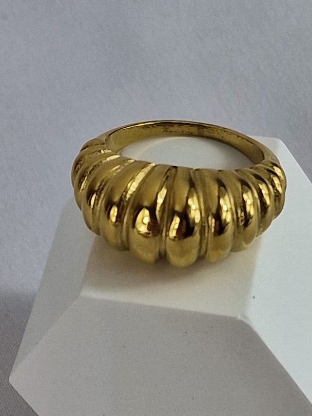 Retro Dames Ring Roestvrij Staal Verguld 18K