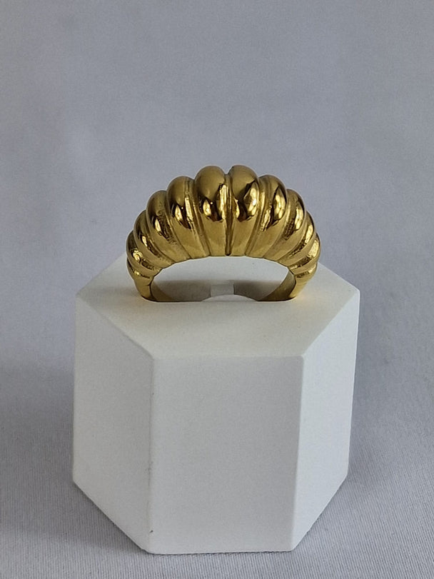 Retro Dames Ring Roestvrij Staal Verguld 18K