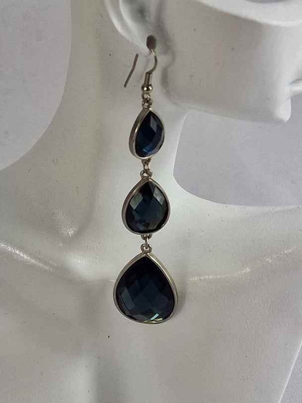 Chique Hangende Oorbellen met Kristal Stenen Zilverkleur Dames