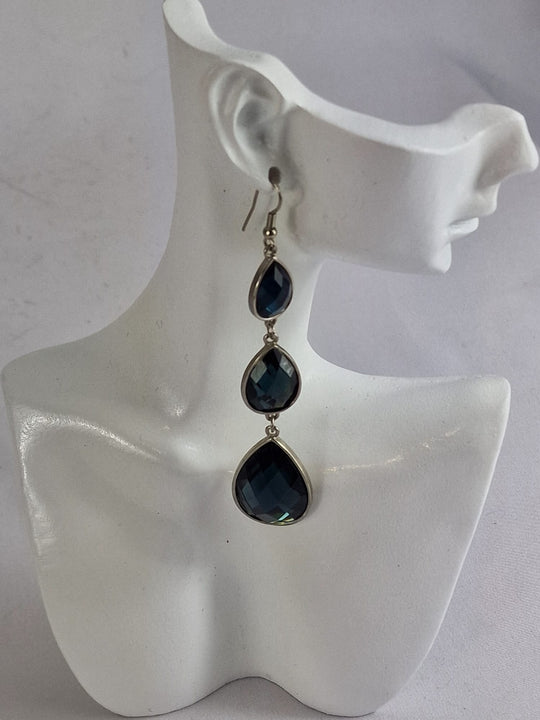 Chique Hangende Oorbellen met Kristal Stenen Zilverkleur Dames