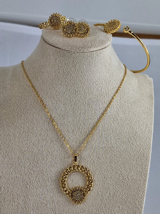 Dubai Sieradenset 24K Verguld Zirkoon Koperlegering 4-delig Dames