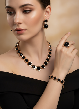 Elegante koperen sieraden set