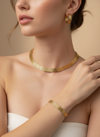 Elegante mandvlecht sieraden set