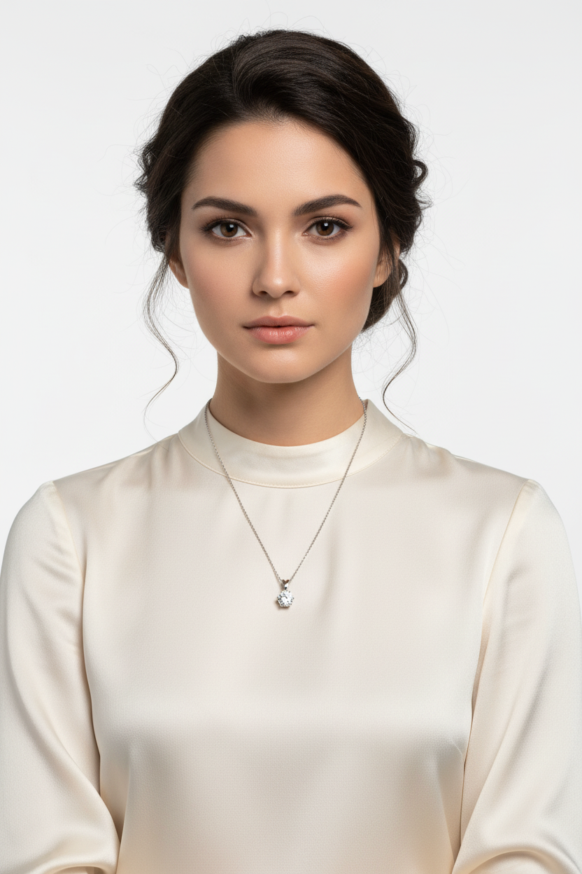 Elegante model met moissanite ketting