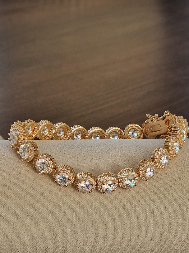 Tennisarmband aus Roségold und Gold mit Zirkonia