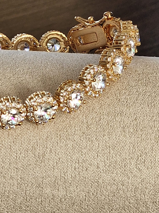 Tennisarmband aus Roségold und Gold mit Zirkonia