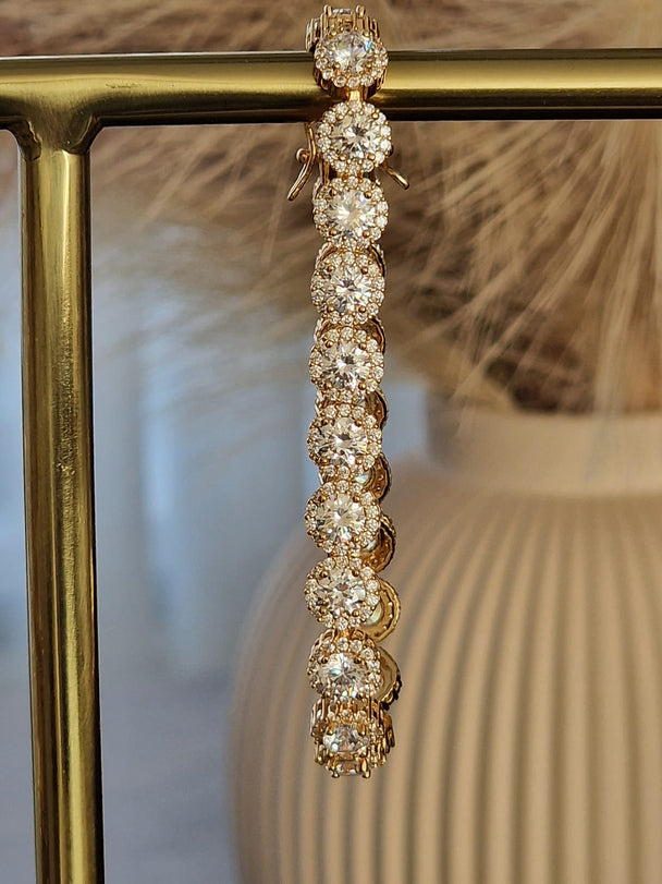 Tennisarmband aus Roségold und Gold mit Zirkonia