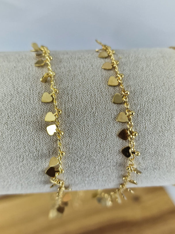 Enkelbandje Goudkleurig met Hartjes - Romantisch Enkelband