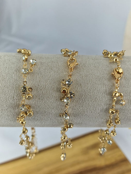 Enkelbandje Goudkleurig met Zirkonia - Luxe Enkelband