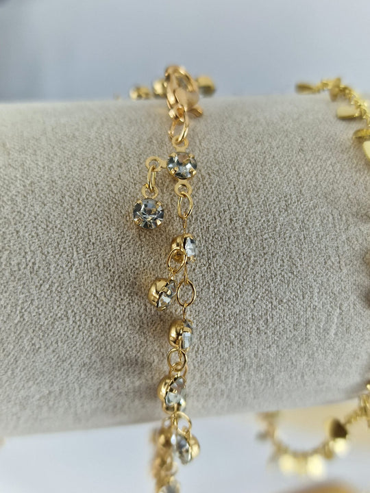 Enkelbandje Goudkleurig met Zirkonia - Luxe Enkelband