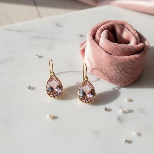 Waterdruppel Oorbellen Kristal 14K