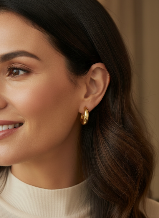 Fijne Creolen Goud Zilver 18K