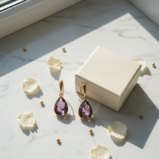 Waterdruppel Oorbellen Kristal 14K