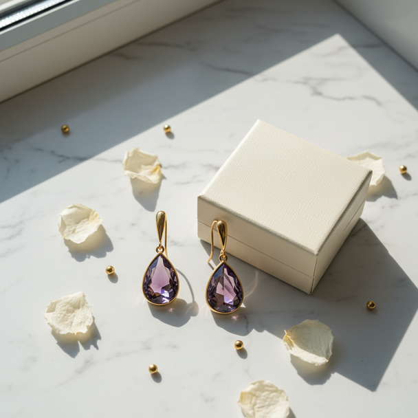 Waterdruppel Oorbellen Kristal 14K