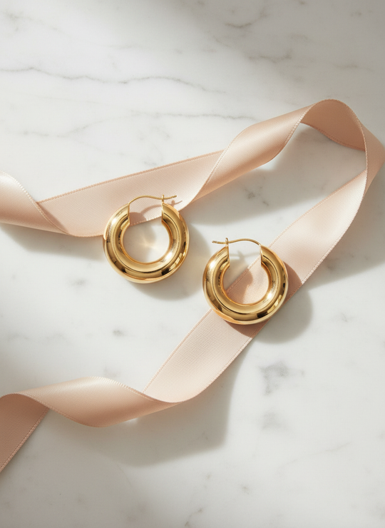 Fijne Creolen Goud Zilver 18K