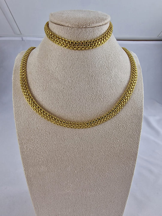 Dames Sieradenset – 14k Verguld Koperen Geweven Collier & Armband (8mm)