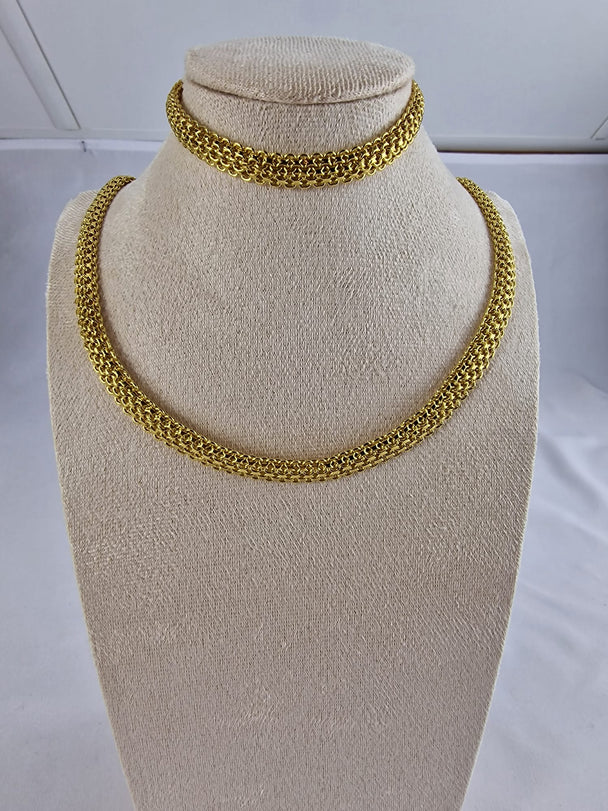 Dames Sieradenset – 14k Verguld Koperen Geweven Collier & Armband (8mm)