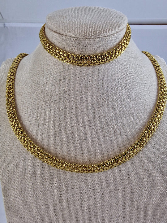 Dames Sieradenset – 14k Verguld Koperen Geweven Collier & Armband (8mm)