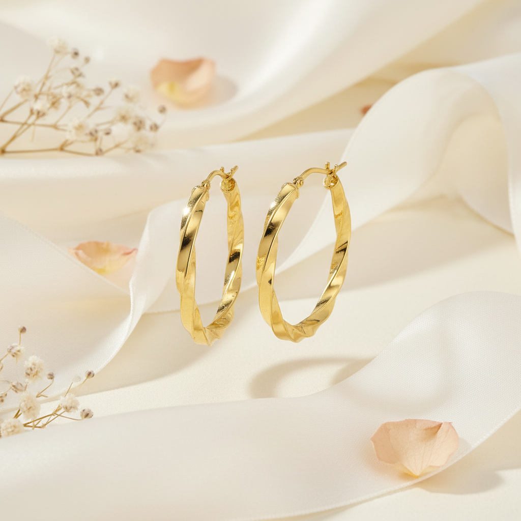 Girella creolen met florale elementen