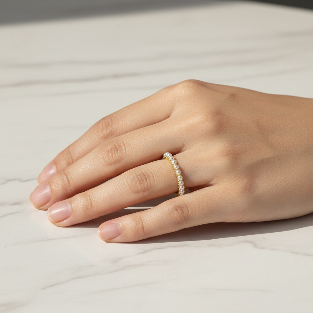 Gold pearl ring lifestyle
