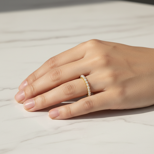 Gold pearl ring lifestyle