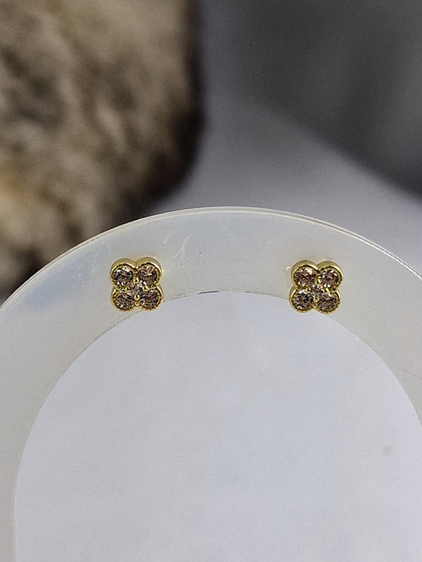 Klaver Oorknopjes - 925 Zilver & 14K Verguld met Zirkoon