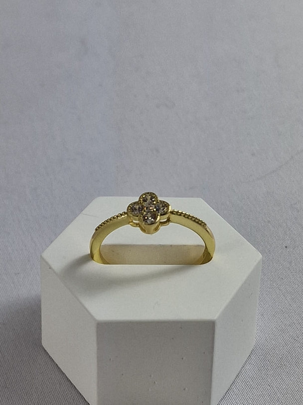 Klavervier Ring 925 Zilver - Geluksring met Zirkonia
