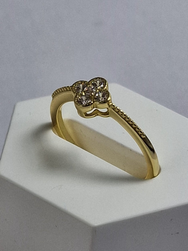 Klavervier Ring 925 Zilver - Geluksring met Zirkonia