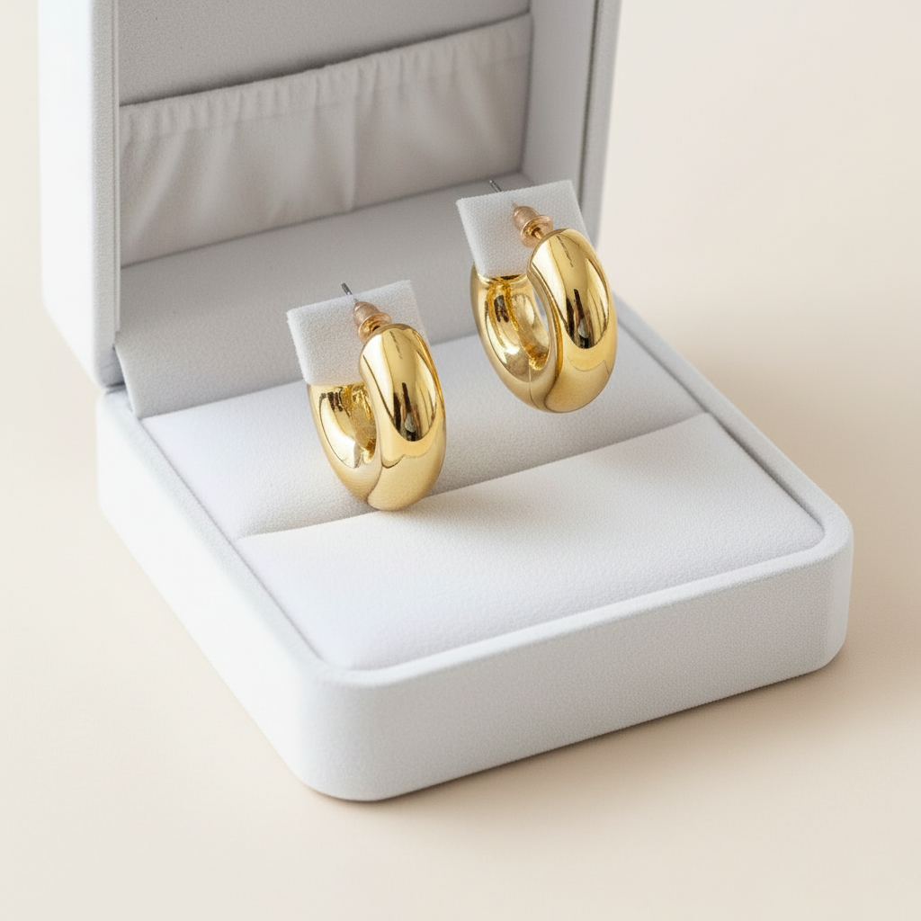 Goud chunky hoops met luxe doos