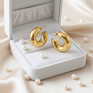 Goud chunky hoops met parels