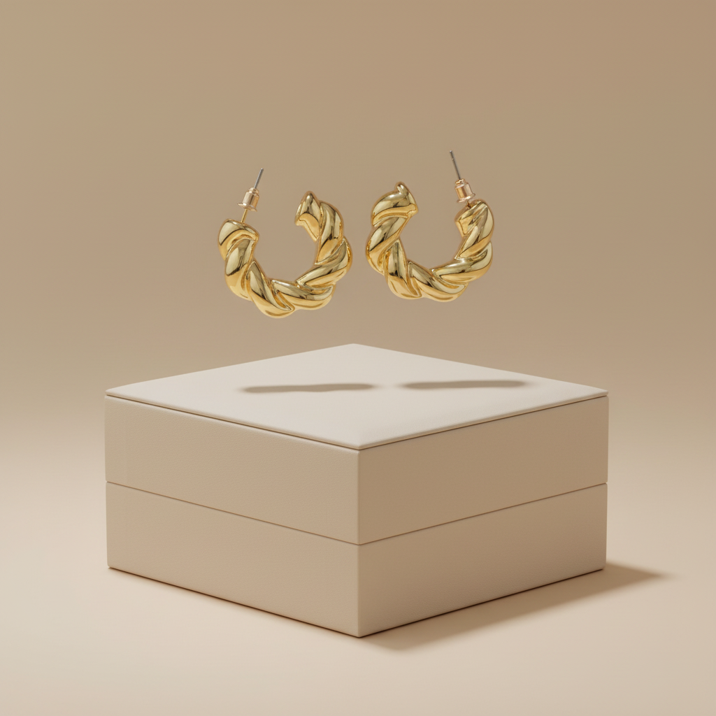 Goud twisted hoops met luxe doos