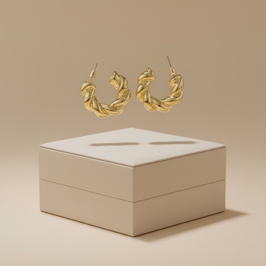 Goud twisted hoops met luxe doos