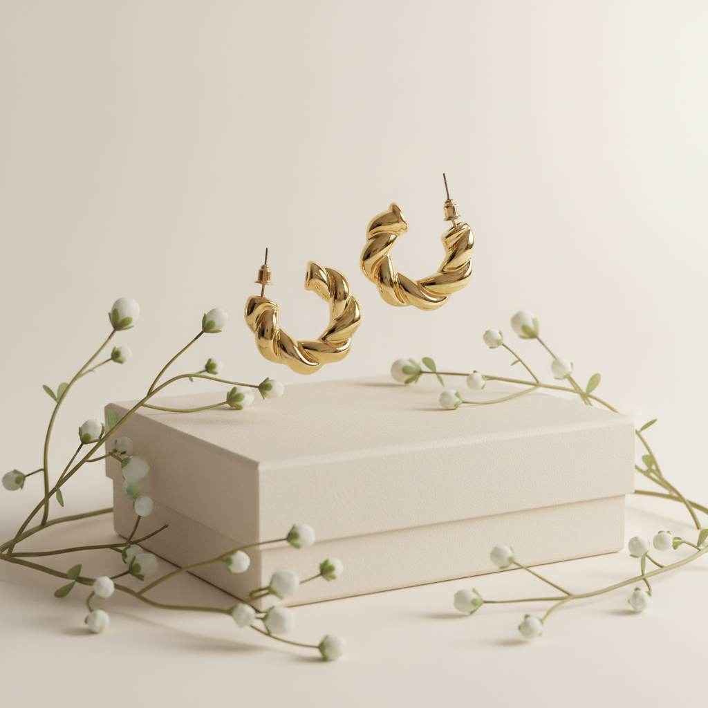 Goud twisted hoops minimalistisch