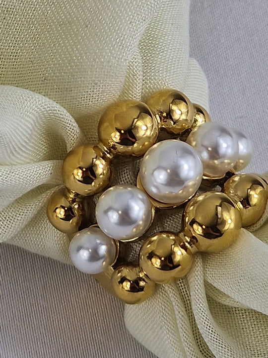 Waterproof Dames Ring met Parel en Goud Bolletjes