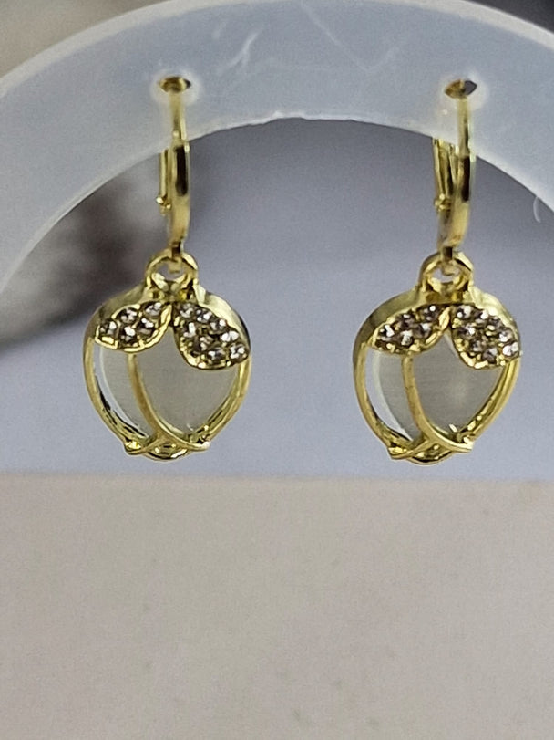 Vintage Opaal Oorbellen Goud