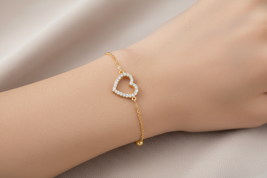 Gouden armband met hartje zirkonia