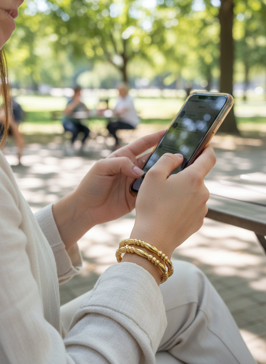 Gouden armband met telefoon