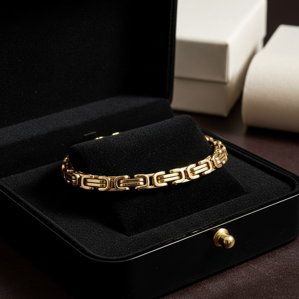 Gouden schakelarmband in luxe doos