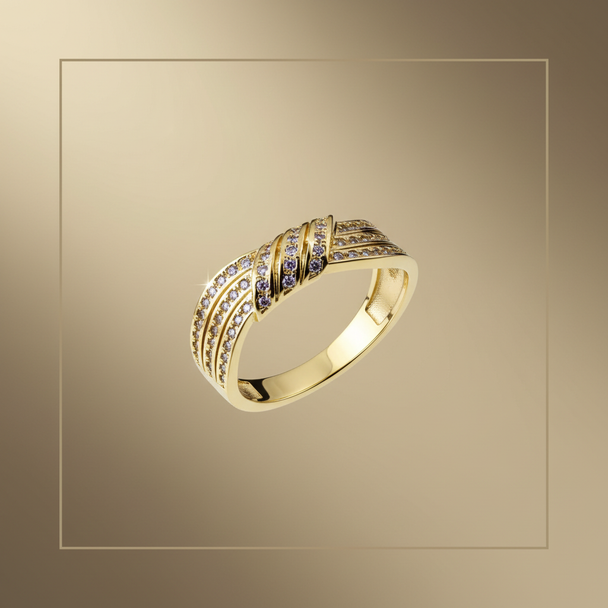 Gouden zirkonia ring zwevend - luxe