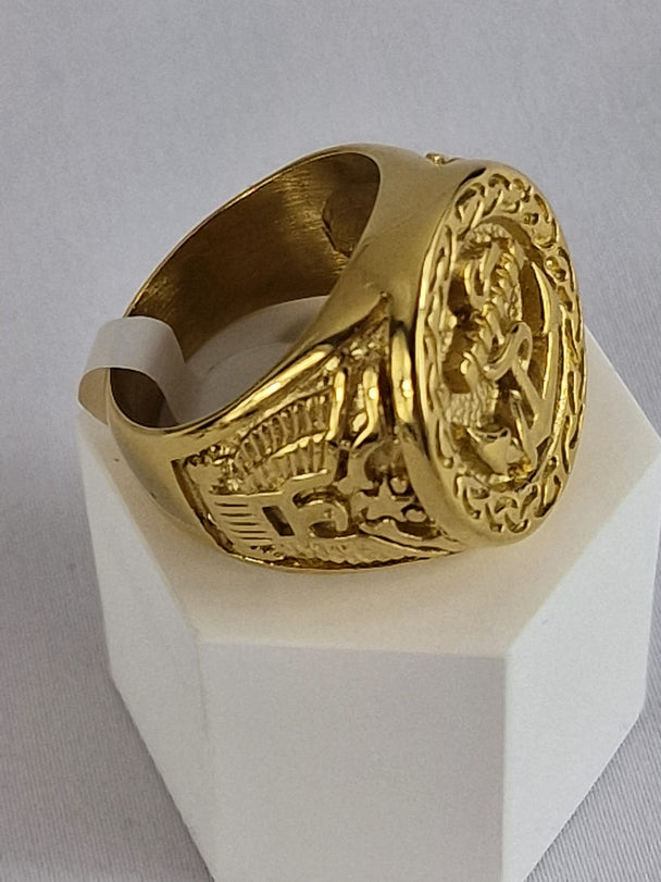 Roestvrij Staal Viking Goud Anker Heren Ring 18K Verguld Waterproof