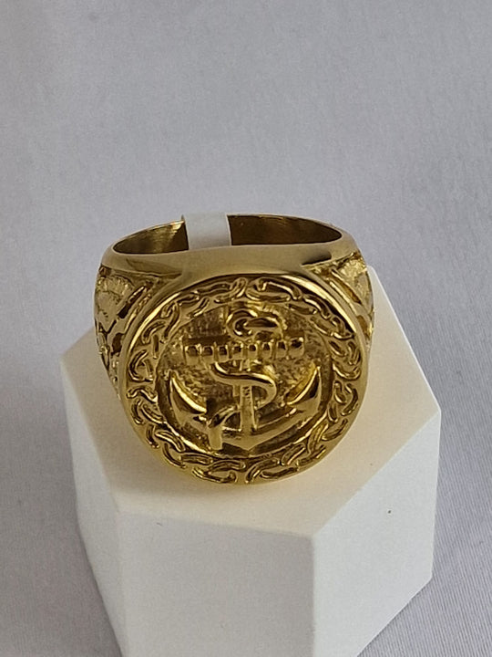 Roestvrij Staal Viking Goud Anker Heren Ring 18K Verguld Waterproof
